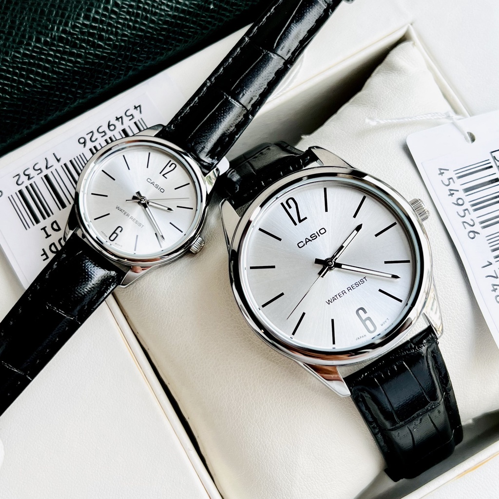 Đồng hồ Nữ Casio LTP-V005L-7B, đồng hồ chính hãng, dây da đen, mặt trắng