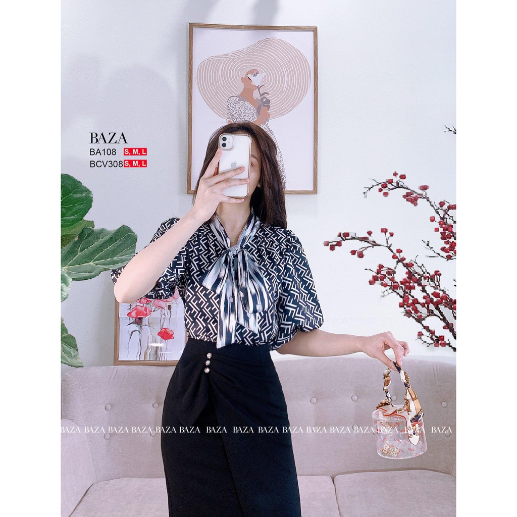 Áo cộc tay nơ lụa