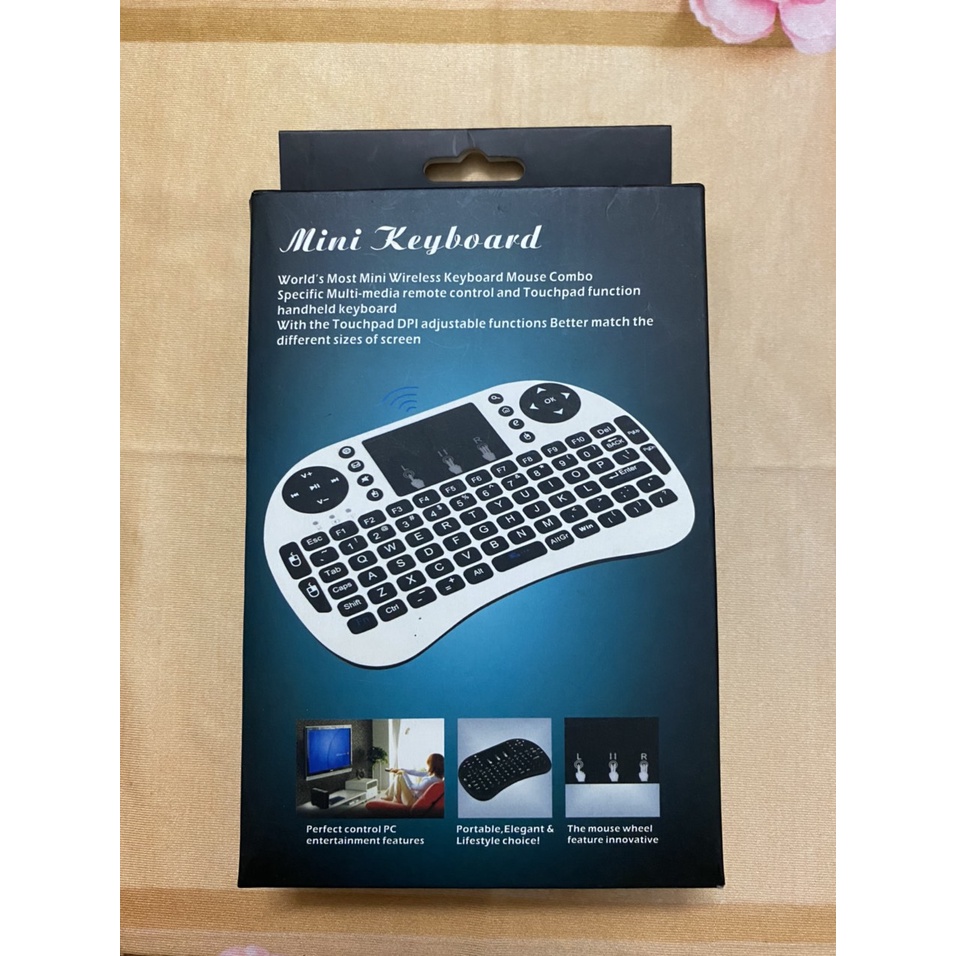 Bàn phím kiêm chuột không dây Mini Keyboard (Đen) - 1 cái