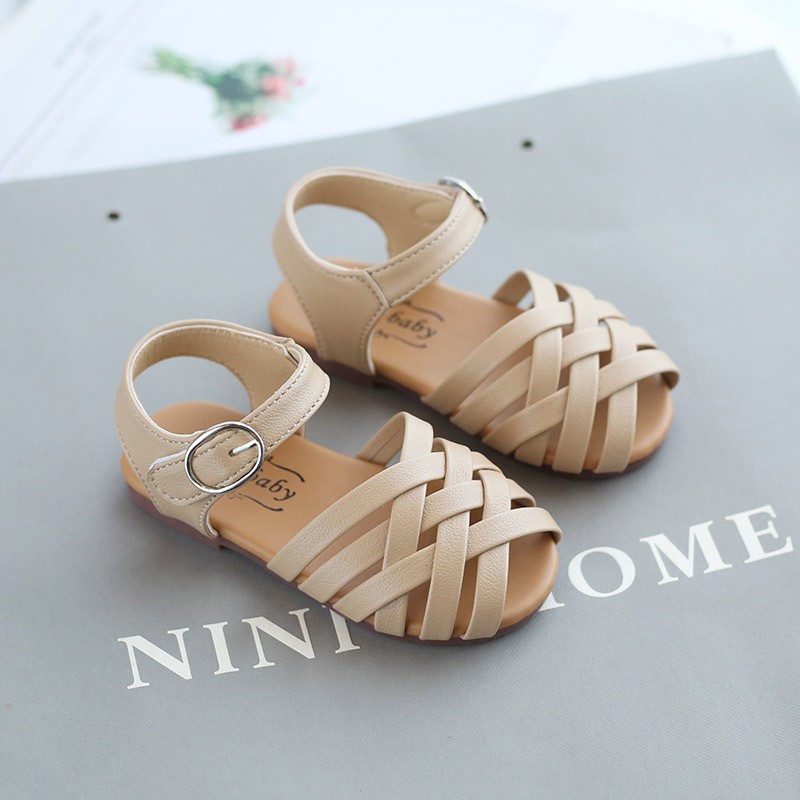 Dép cho bé gái - Giày sandal quai đan chéo da PU siêu mềm chắc chắn hàng chính hãng MG Baby cho bé V285
