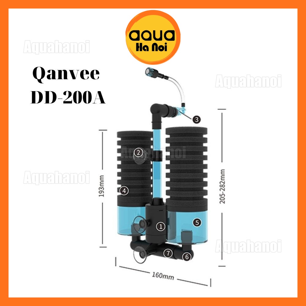 Lọc vi sinh Qanvee DD-100A/200A cho hồ thủy sinh - Có sẵn máy bơm và khay chứa vật liệu lọc