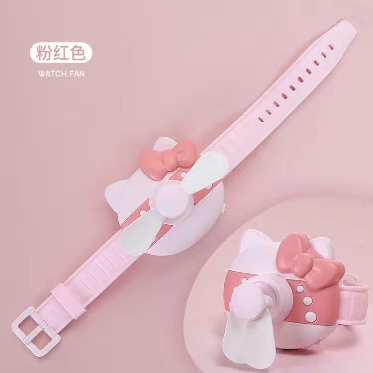 Quạt Đeo Cổ Tay Mini Sạc USB Hình Đồng Hồ Hoạt Hình Dễ Thương Bằng Silicon Có Thể Tùy Chỉnh