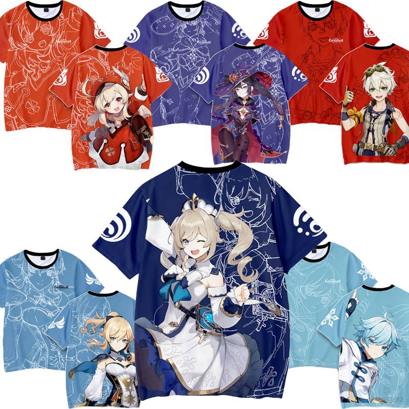 Áo Thun Ngắn Tay In Hình Anime Genshin Impact Thời Trang Dành Cho Nam Và Nữ