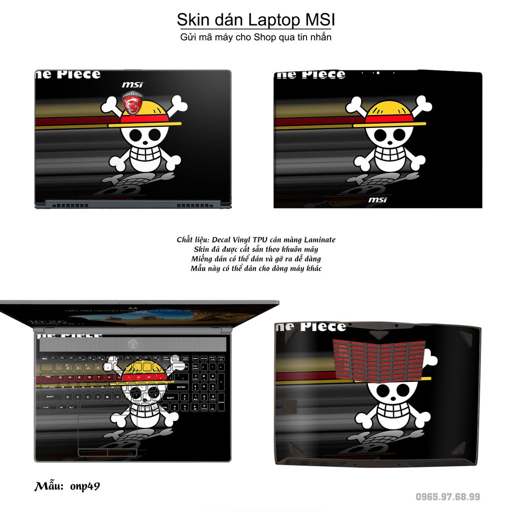 Skin dán Laptop MSI in hình One Piece _nhiều mẫu 25 (inbox mã máy cho Shop)