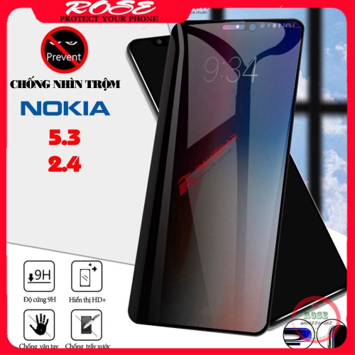 Kính cường lực Nokia 5.3 / Nokia 2.4 Chống nhìn trộm-Độ trong suốt cao, Hạn chế vân tay-Bảo vệ sự riêng tư