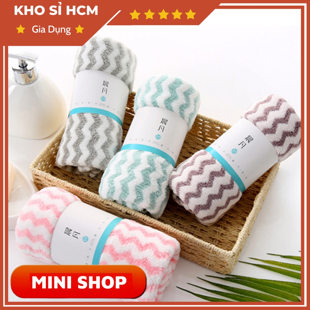 [Mã LIFEHLSALE2 giảm 10% đơn 0Đ] Khăn Mặt Nếp Sọc Kích Thước 25x50cm ModelMINISHOP H201