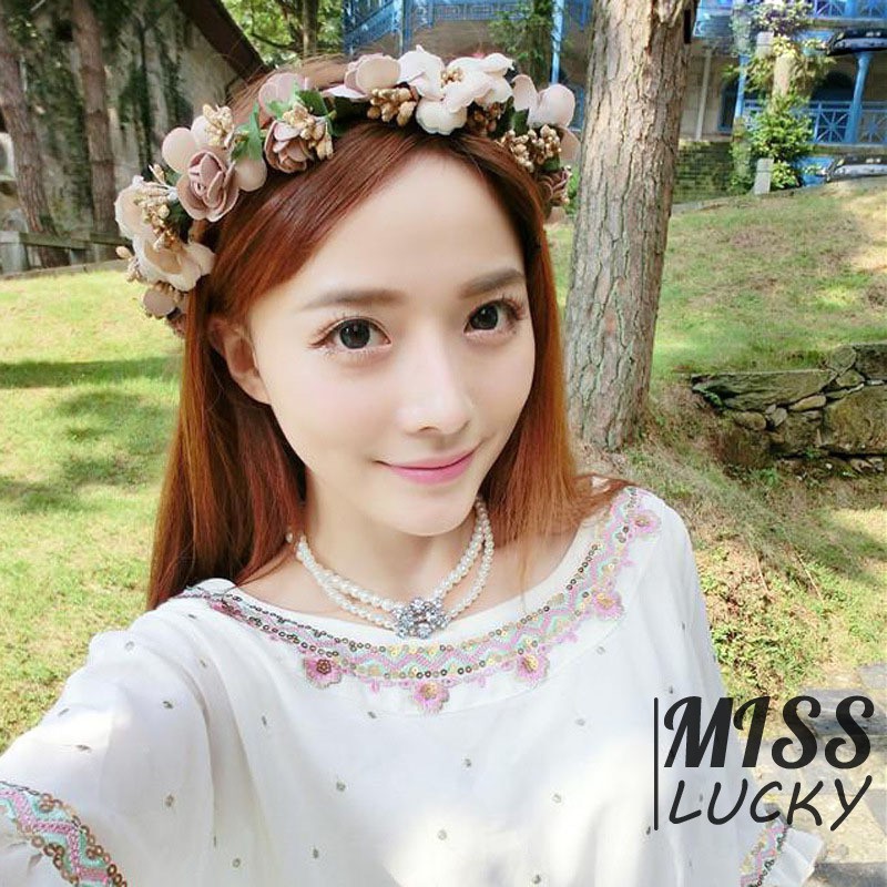 Vòng hoa giả đội đầu thiết kế tinh tế thanh lịch dành cho nữ