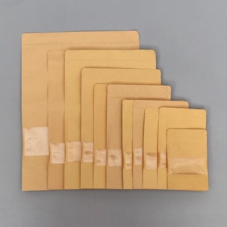Túi zipper giấy kraft 12x20+4cm - combo 100c túi đáy đứng có cửa sổ - chống thấm_aly