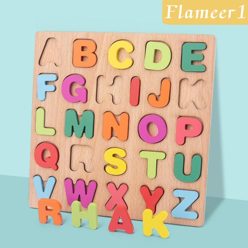 [Flameameer1] Đồ Chơi Lắp Ghép Chữ Cái ABC Bằng Gỗ Phát Triển Trí Tuệ Cho Bé
