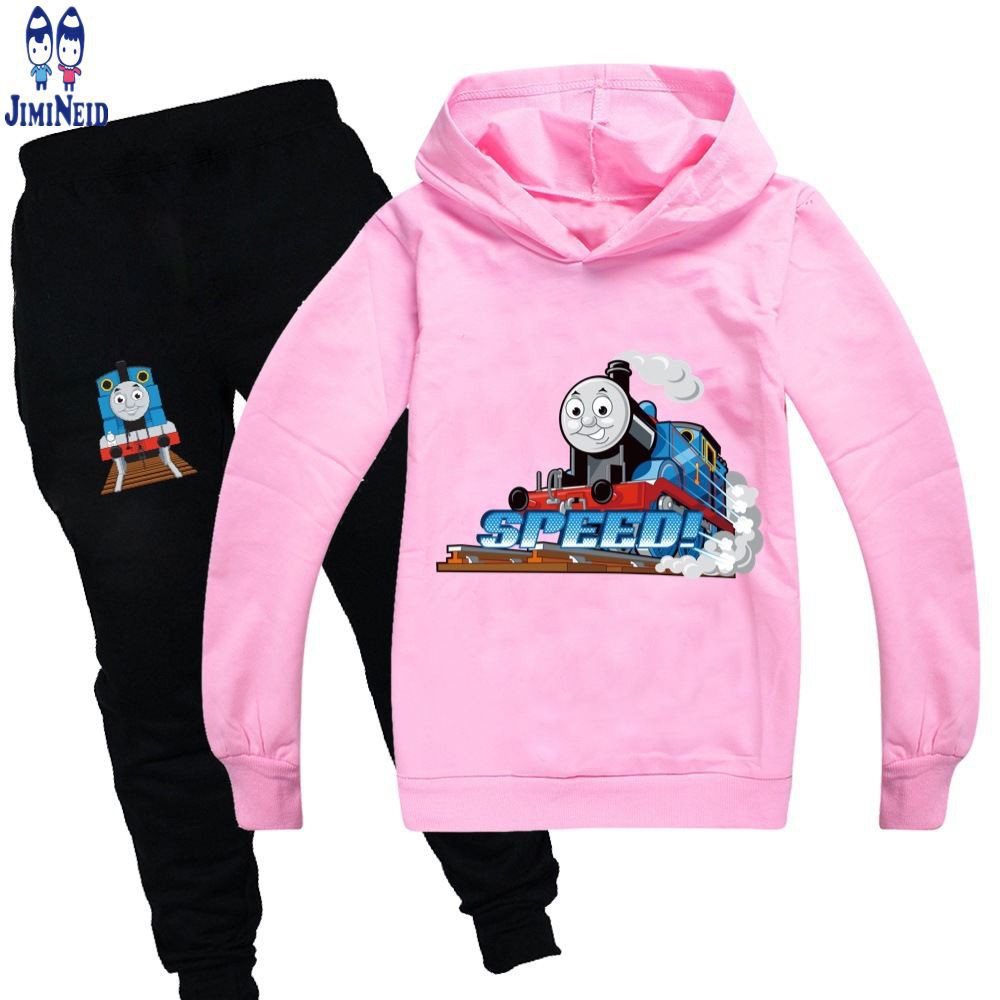 Bộ 2 Món Áo Hoodie Tay Dài In Hoạt Hình Thomas + Quần Dài Cho Bé Trai