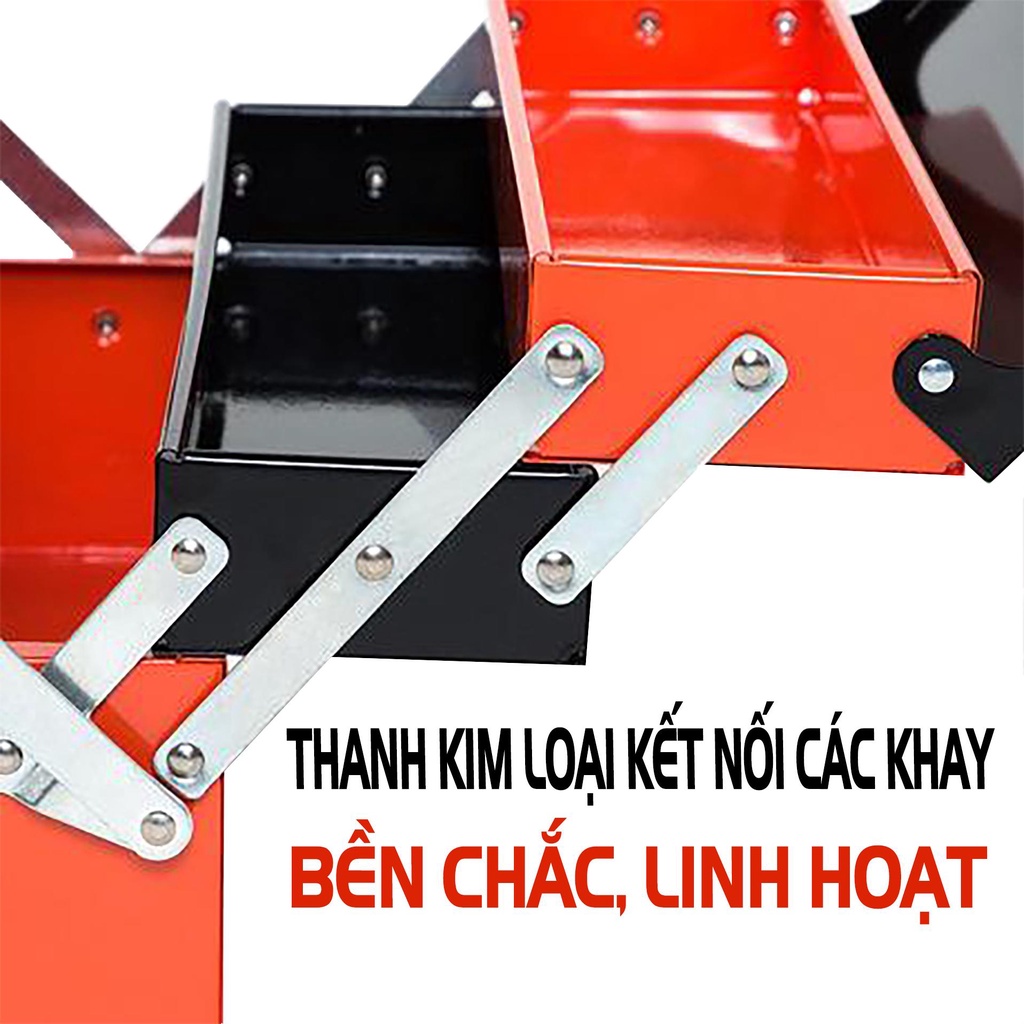 Thùng đồ nghề Hộp đồ nghề SẮT 5 ngăn 2 tầng 420x200x205mm