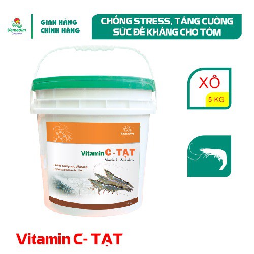 Vemedim Vitamin C tạt tôm, giúp chống stress, tăng cường sức đề kháng cho tôm, xô 5kg