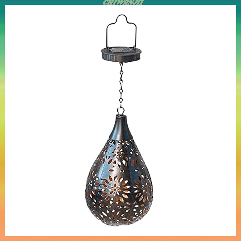 [CHIWANJI1]Solar Light Garden Hanging Lamp Outdoor Patio Lantern Waterproof Black