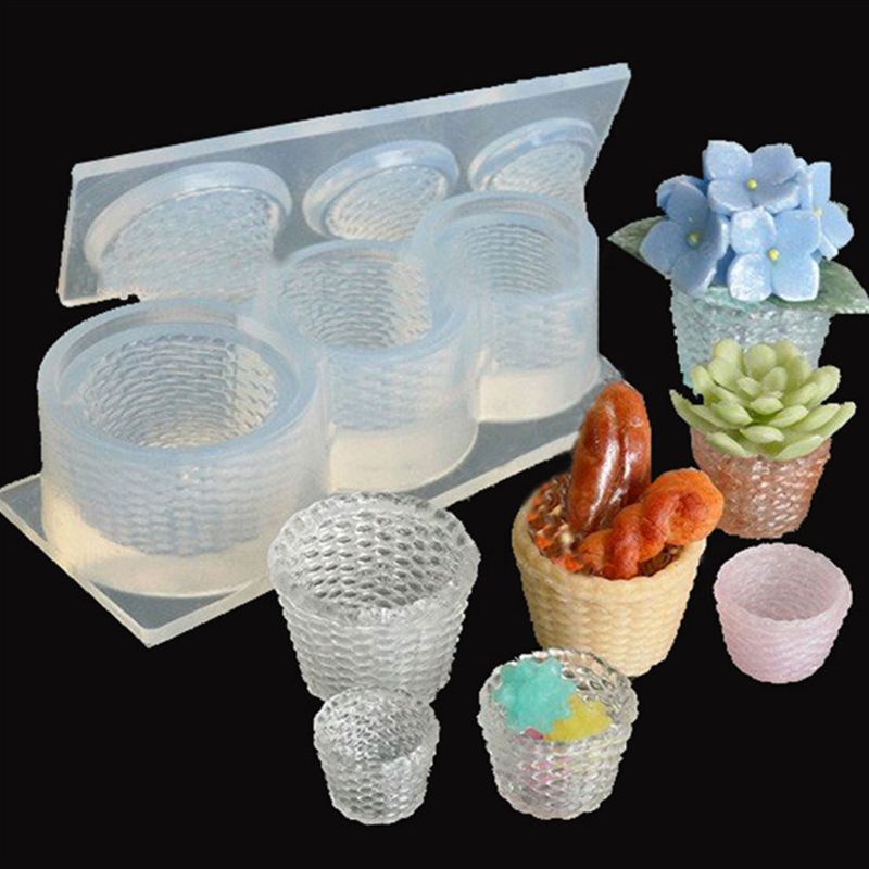 Khuôn Silicone Làm Đồ Trang Sức Hình Giỏ Hoa 3d