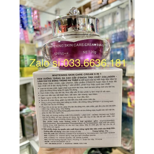 {cam kết chính hãng 100%} kem OSACHI WHITENING SKIN CARE CREAM 9 in 1 dưỡng trắng da cao cấp hủ 20G