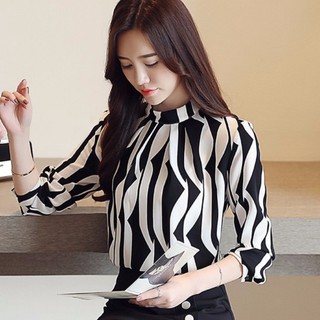 Áo Sơ Mi Kẻ Sọc Đen Trắng Thời Trang Cho Nữ