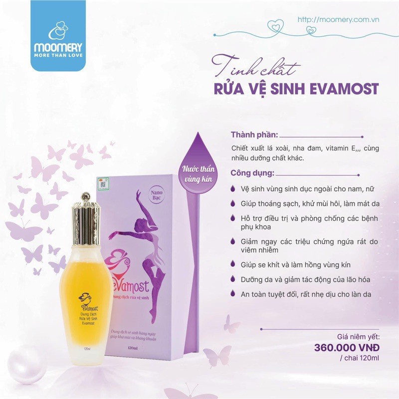 Dung Dịch Vệ Sinh / Dung Dịch Phụ Nữ Evamost làm sạch vùng kín, ngừa mẩn ngứa 120ml [ Chính - Hãng ]