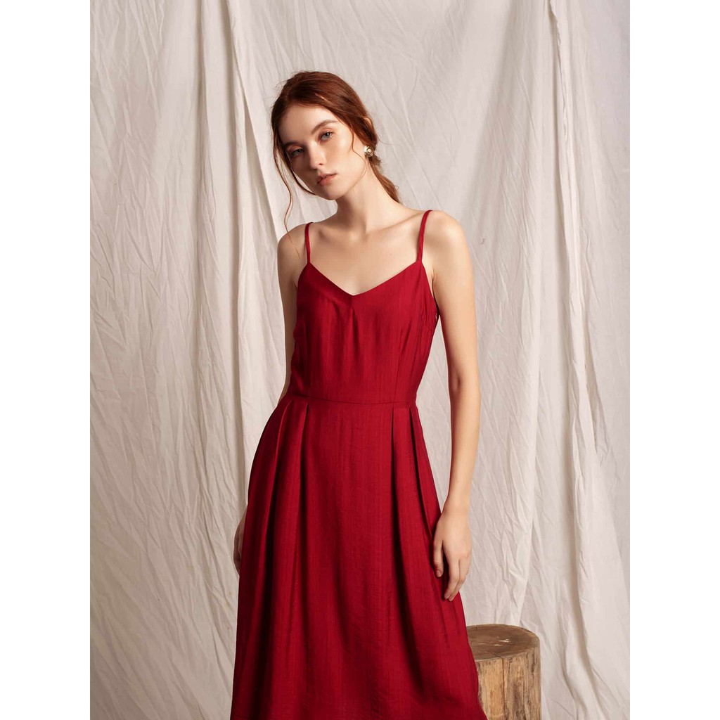 Đầm Dây Vải Tơ Xước Đỏ - YV LE & CO | BigBuy360 - bigbuy360.vn