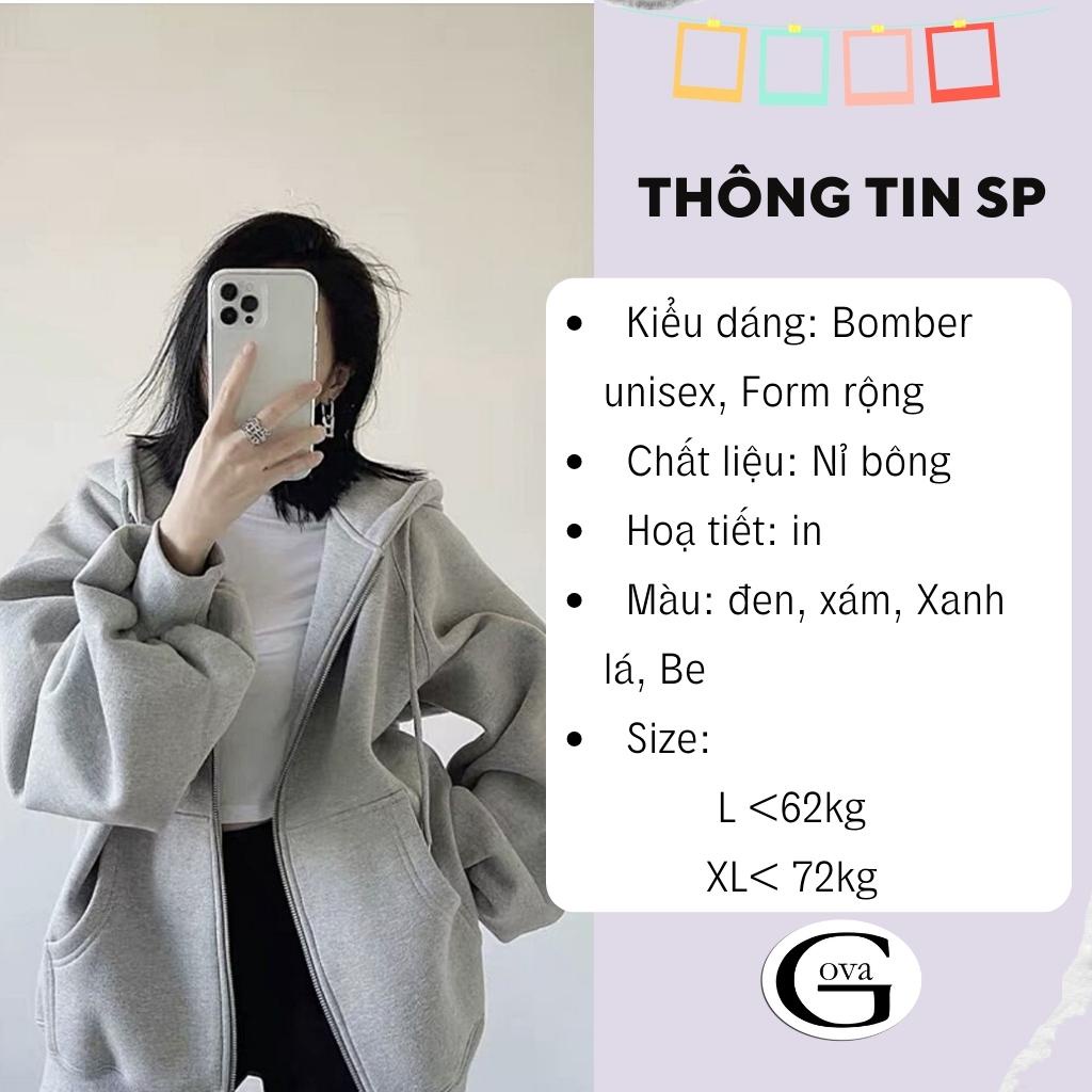 Áo Khoác Nỉ Ngoại Hoodie TAY PHỒNG GUVIA 2022 Zip Form Rộng Nam Nữ BASIC TRƠN Unisex Ulzzang GOVA