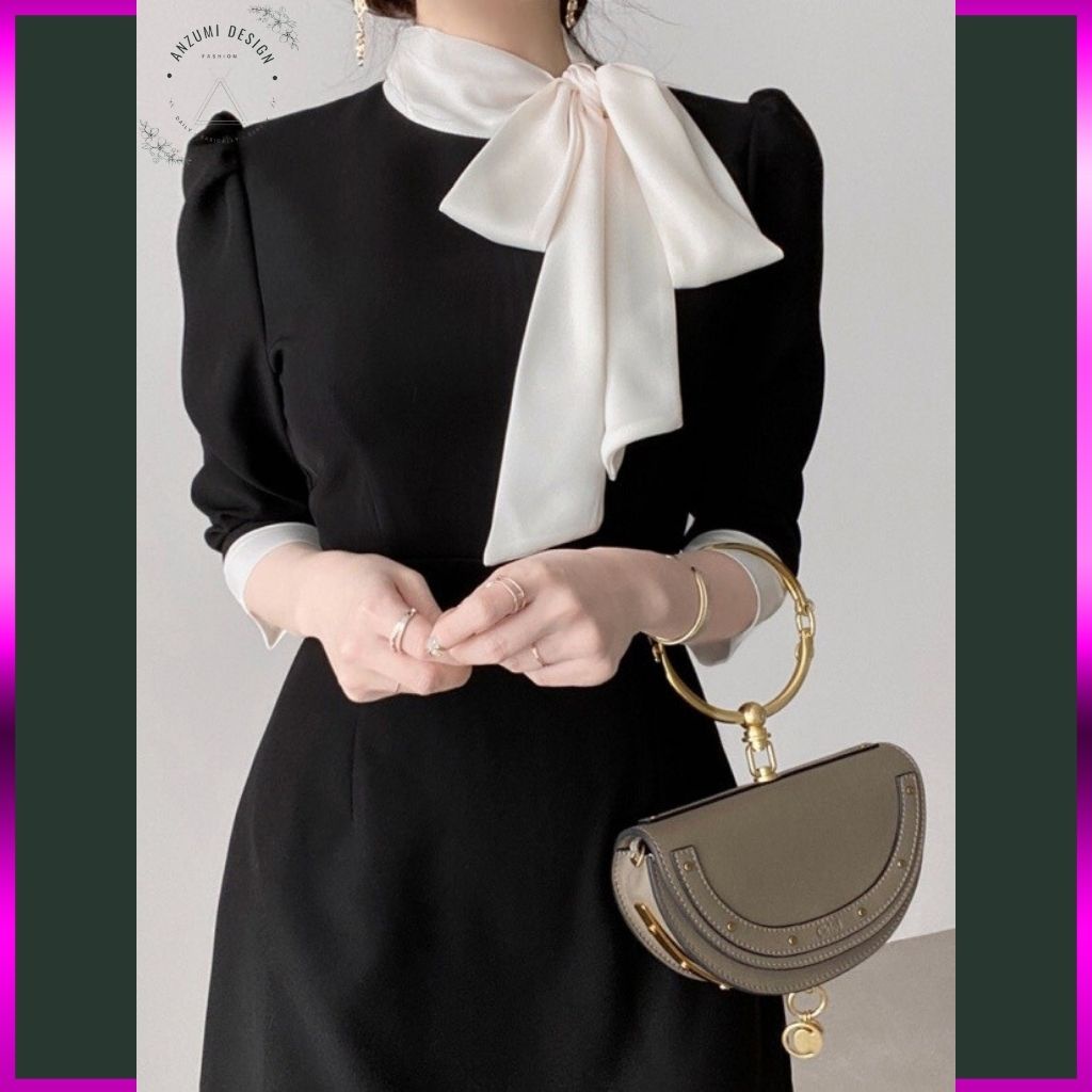 Đầm thiết kế cao cấp 💙 Đầm công sở Hàn Quốc vải chéo công sở thanh lịch | BigBuy360 - bigbuy360.vn