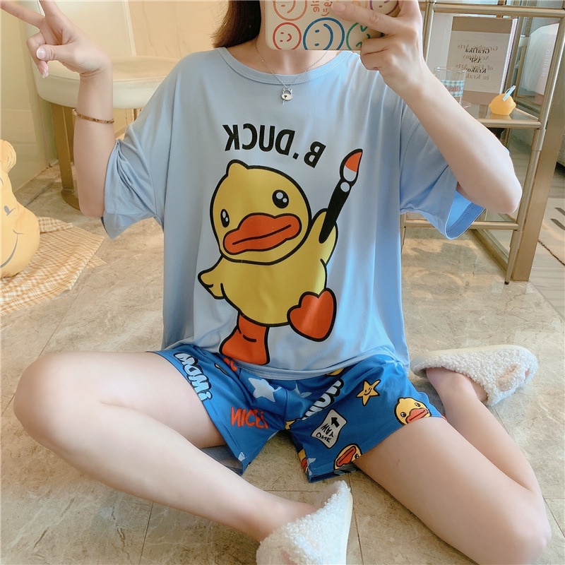 Đồ bộ bigsize nữ cộc tay mặc nhà mùa hè in hình cute dễ thương vải thun cotton TOZZO BC3D01