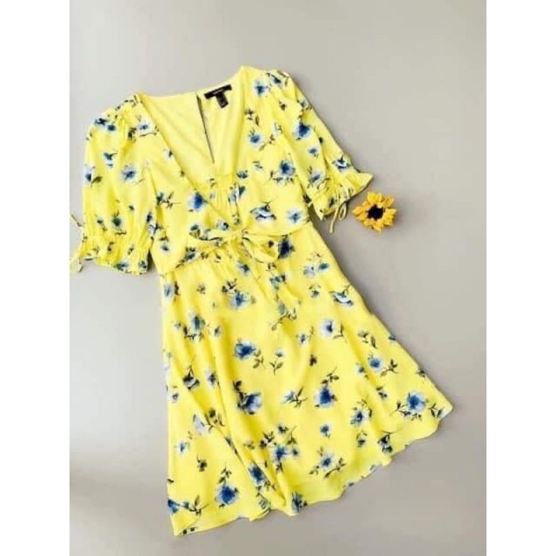 VÁY HOA VÀNG XUẤT DƯ NEWTAG