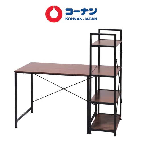Bàn làm việc kèm kệ sách văn phòng bằng gỗ KOHNAN OA BK 120x55x123 cm chân sắt