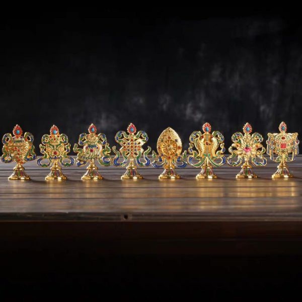 Bộ 8 Cát tường HK 9cm (FX8169) - Sơn vàng