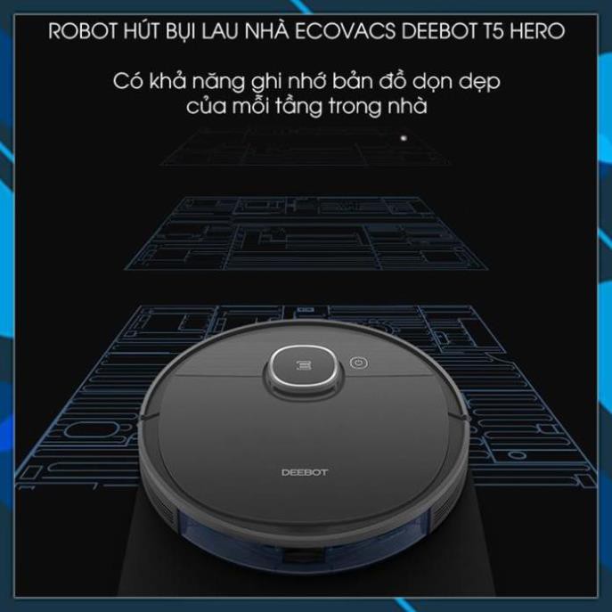 [ KỊCH SÀN ] Robot hút bụi lau nhà Ecovacs Deebot T5 HERO- chống va chạm thông minh, bảo vệ nội thất Full Box