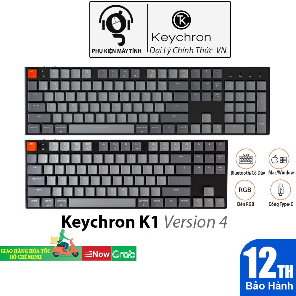 Bàn Phím Cơ Không Dây Keychron K1 87/104 key