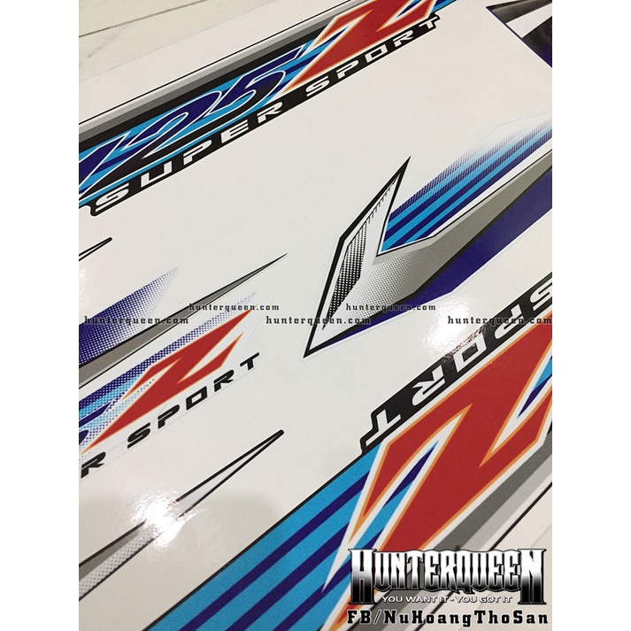 Tem rời YaZ 125 đen trắng xanh. Decal cao cấp chống nước, không bay màu