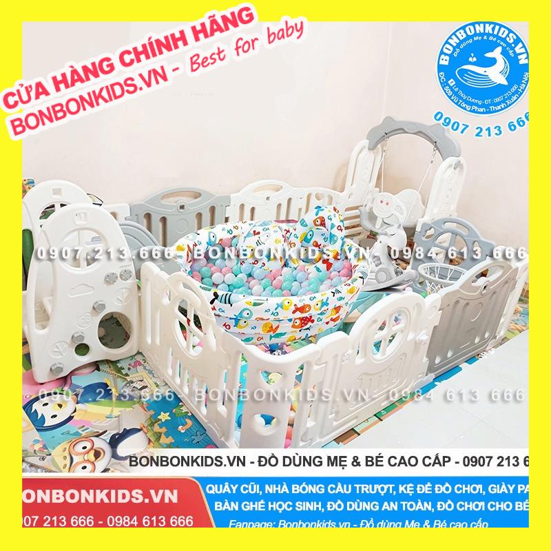 (Freeeshiip) Combo quây bóng cầu trượt liên hoàn Newber - Khu vui chơi nhà bóng cho bé