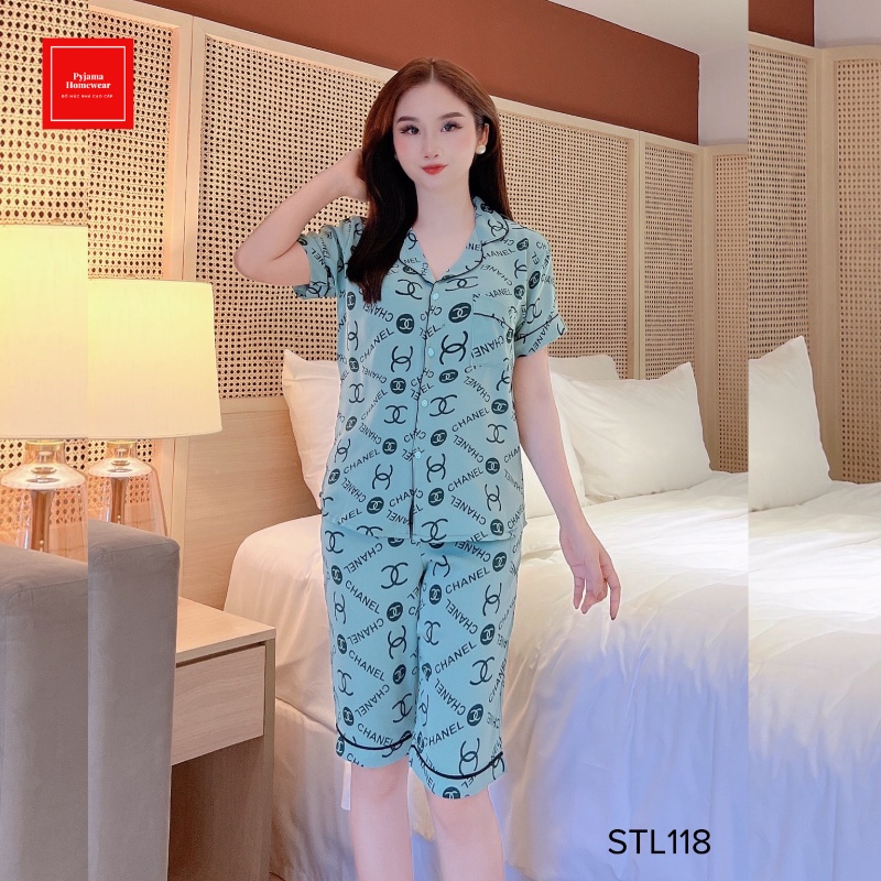 Bộ Pizama Lửng Cổ Sen Pijama Lụa Mango Cao Cấp