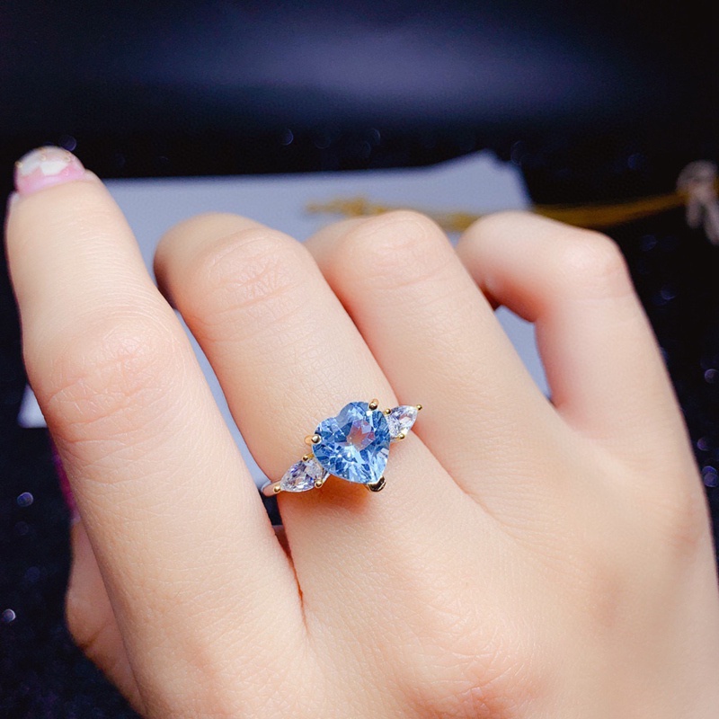 Nhẫn đính đá zircon hai tông màu hình trái tim thời trang cho nữ