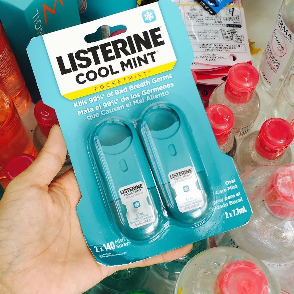 [Bill Mỹ] Xịt thơm miệng Listerine Pocket Mist vỉ 2 chiếc