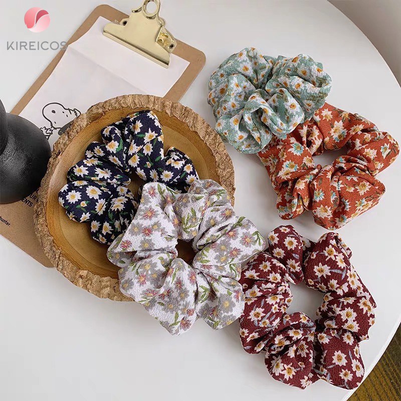Bèo Cột Tóc Scrunchies Loại Trung In bông nhí Cổ Điển CT0003