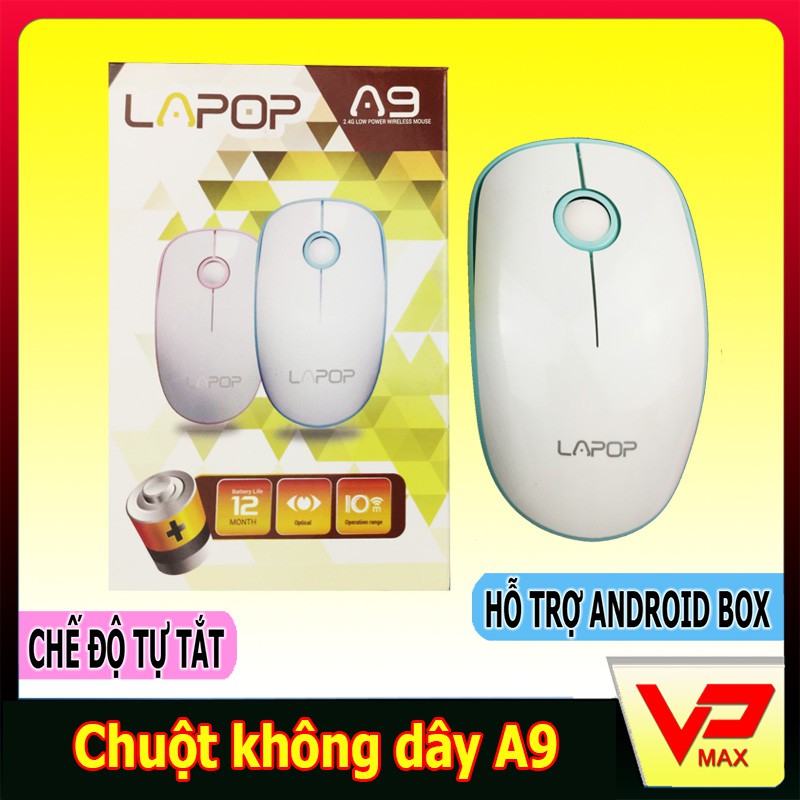 Chuột không dây Rimax Lapop A8 / A9 Tặng Lót bảo hành 2 năm có công tắc on/off dùng cho PC Laptop Android TV Box