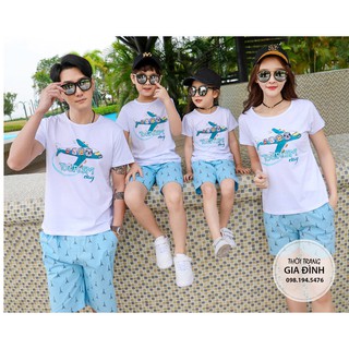 Set đồ gia đình máy bay xanh (có video thật)