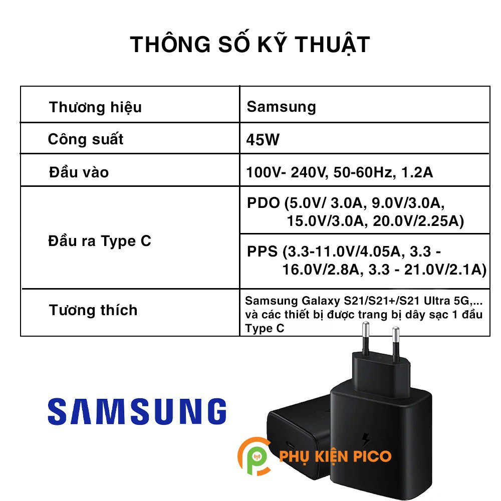 Củ sạc siêu nhanh 45W cho Samsung S22 / S21 5G cổng Type C chính hãng Samsung - Củ sạc nhanh Samsung Galaxy S22