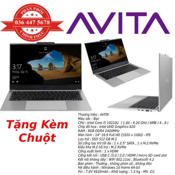 [ Hàng Mới 100% ] Laptop Avita intel Core i3 / i5 / i7 Ram 4/8/16Gb SSD - Hàng Chính Hãng