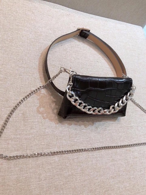 Túi kẹp nách sóng dọc cho nữ thiết kế tinh tế có dây mix xích vuông T25