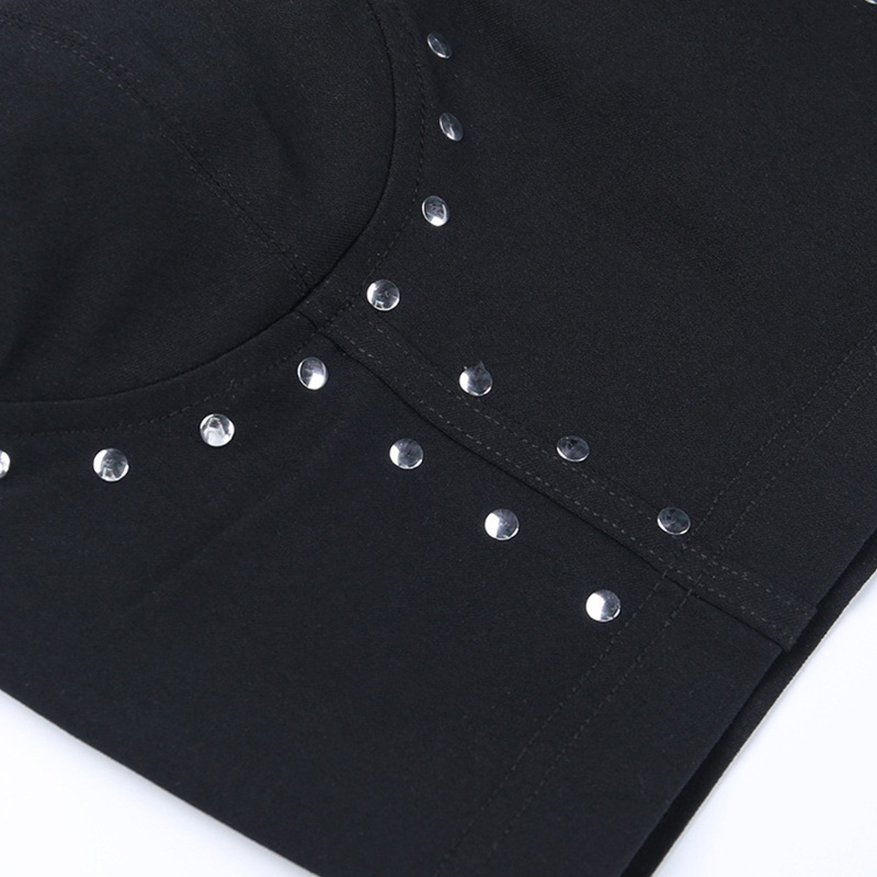 Áo Croptop Sát Nách Khóa Kéo Sau Lưng Phong Cách Gothic Punk Cá Tính Dành Cho Nữ