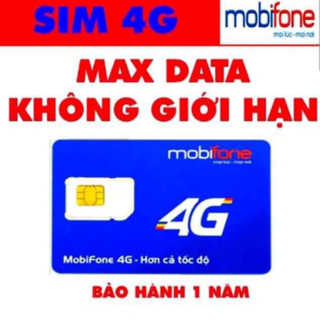 SIÊU HÓT FREE 1 NĂM KO PHẢI NẠP TIỀN SIM 4G MOBIFONE  MAX BĂNG THÔNG  1 TỶ GB DATA  KO GIỚI HẠN BL5GT/DIP50