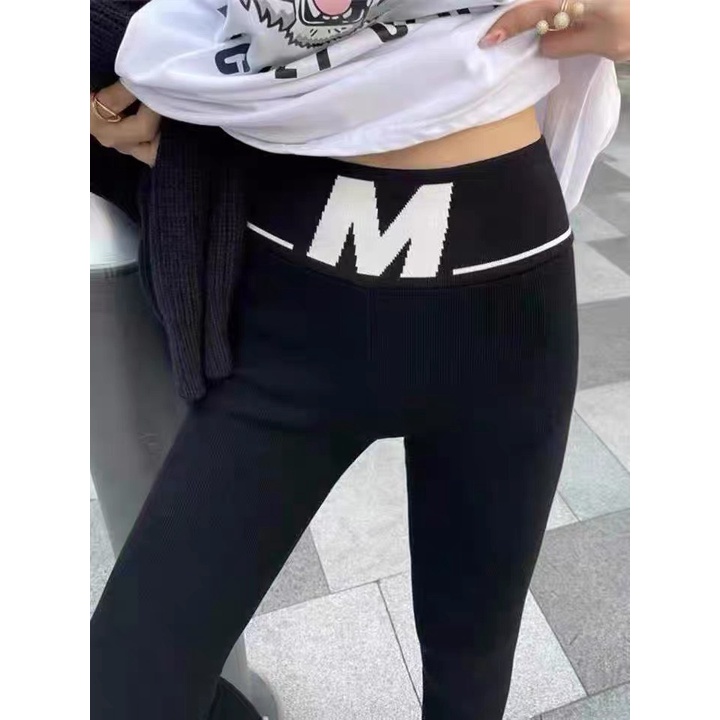 Quần legging nữ cạp cao chữ M chất zip co giãn thoải mái  QL01