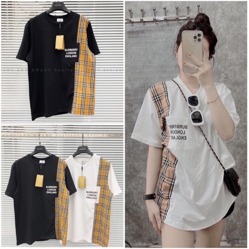 Áo Thun Nữ Nam Vintage Unisex  Phông Ngắn Tay Lỡ Form Rộng Đẹp Cá Tính Phối Kẻ Túi Chữ Nam Nữ Ulzzang Hot