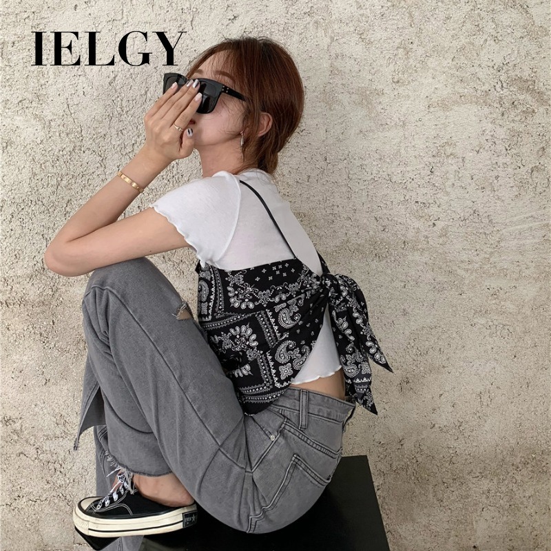 Áo hai dây in họa tiết dáng rộng/áo thun tay ngắn thời trang cho nữ