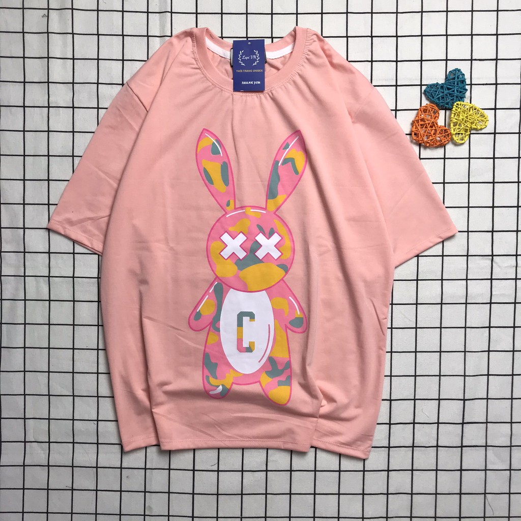 Áo Thun Unisex Nữ Thỏ Bad Rabit Cartoon Lapi VN, Chất Cotton Form Rộng Tay Lỡ Cổ Tròn Freesize