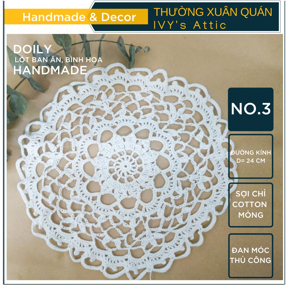 Lót bàn ăn, bình hoa handmade sợi cotton mềm mỏng đan tay thủ công