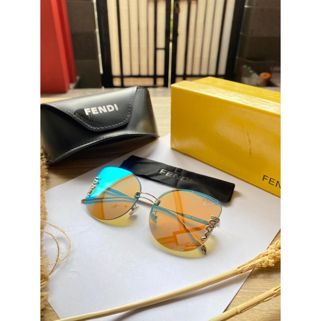 Kính Râm Fendi Mh728 + Hộp Đựng Cứng + Túi Đựng Có Khóa Kéo Cho Nữ