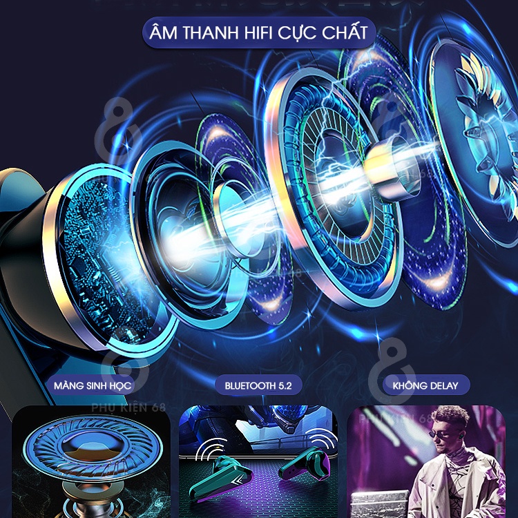 Tai nghe bluetooth Gaming M10 TWS 5.2 Tai nghe không dây bass mạnh mẽ có mic , độ trễ cực thấp,âm thanh đỉnh cao